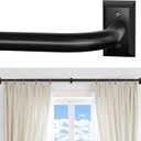 Black Curtain Rod, Room Darkening Rods for Windows 28 to 48 Inches(2.3-4Ft), Wrap Around Curtain Rods, Heavy Duty Blackout Drapery, Modern Decorative Window Treatment Rod, Matte Black