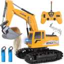 Jiakora Remote Control Excavator Toys for Boys, RC Excavator Toy for Boys 3 4 5 6 7 8 Year Old Kids Christmas Birthday GiftRC Digger Truck Construction Vehicles with Metal Shovel & Light