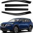 Window Visors Rain Guards for 2021-2025 2026 Nissan Rogue Accessories, Outside-Mount Tape-On Side Window Wind Deflectors Vent Visors Shades Rainproof 4PCS