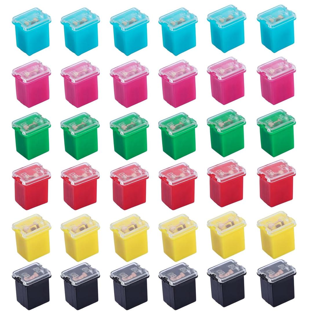 36 Pcs Car Fuses Automotive Fuses Assortment Kit Low Profile Standard Box Shaped Micro Cartridge Fuses 20A 30A 40A 50A 60A 80A for Ford Chevy/GM Nissan Toyota Pickup Trucks Cars and SUVs