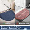 BEQHAUSE Dirt Trapper Door Mat 17" x 30" Half Circle Non Slip Washable Doormats Entrance Rugs Absorbent Welcome Low Profile Floor Mats for Front Back Door and Entryway, Blue