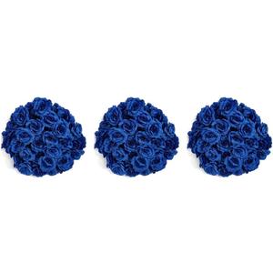 Silk Rose Flower Heads, Set of Two for Hat Clothes Album Decoration, Wedding Decoration (Dark Blue)