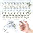 Ferreve 30 Pcs First Holy Communion Cross Shape Box Baby Rosary Cross Jeweled Trinket Box with Sticker 2.05" x 2.64" Decorative Keepsake Jewelry Boxes Ring Holder Home Decoration