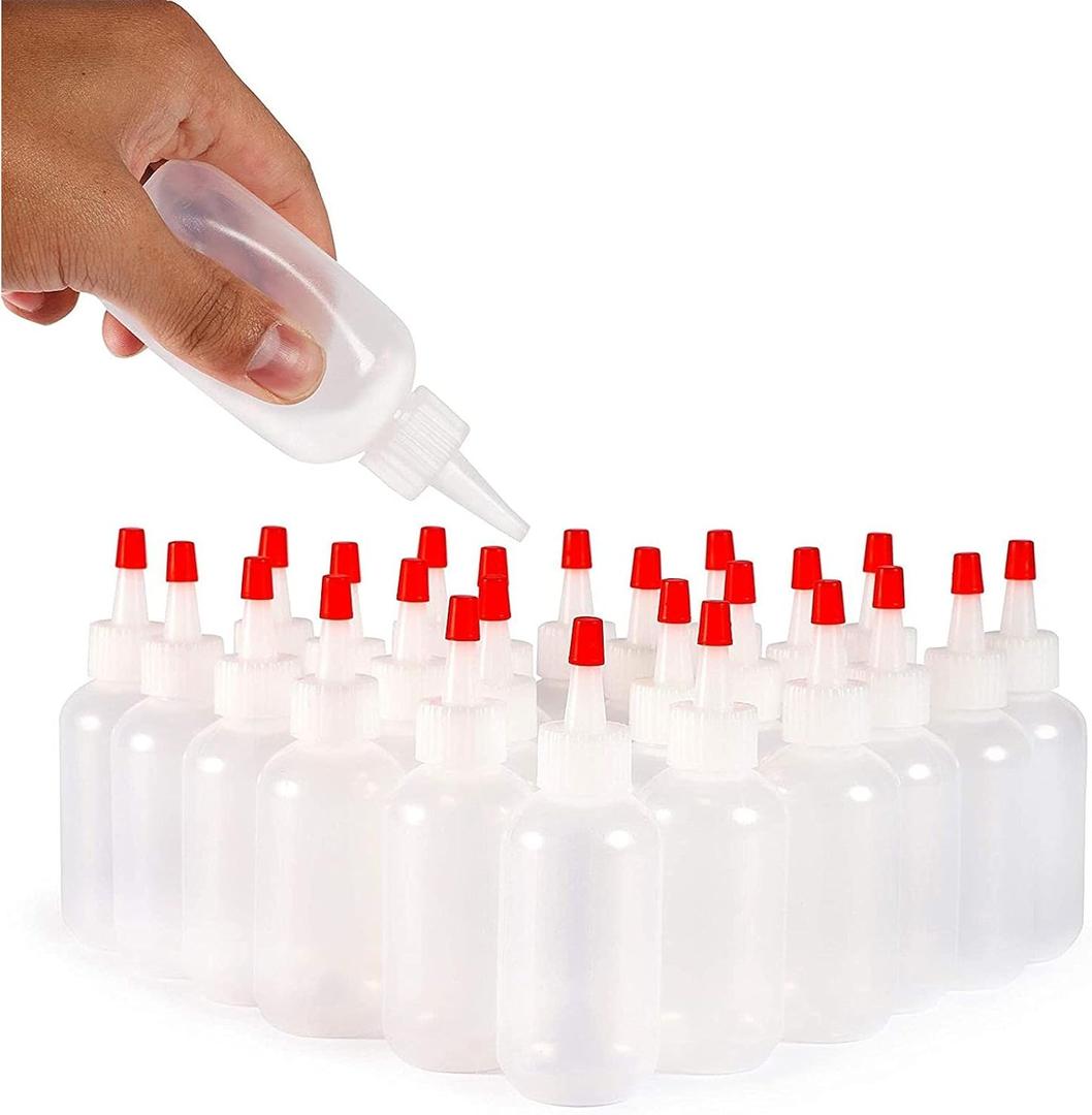 Juvale Squirt Bottle - 2 oz White with Red Caps, 24 Pack - Plastic Squeeze Bottle for Hot Sauces, Condiments & Crafts