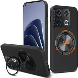 Compatible for Oneplus 10 Pro 5G Phone Case (2022), 360 Rotatable Ring Holder Kickstand/Stand Silicone TPU Silm Fit Shockproof Protective Cover Case for Oneplus 1+ 10 Pro (6.7 inch) - Black