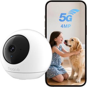 Noorio 2K Indoor Security Camera, 5G/2.4G WiFi Pan/Tilt Security Camera with 360 Auto Tracking, Pet Detection, Night Vision, 2-Way Audio, T110