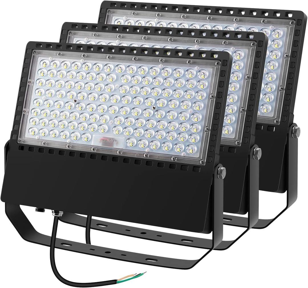 Juyace 240W LED Stadium Lights Outdoor 1500 Watt Equivalent Wider Lighting Angle Led Flood 100-277V 36000LM 5000K Daylight Commercial Arena for Sports Fields and Court (3 Pack)
