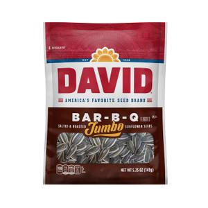 DAVID SEEDS Roasted and Salted Bar-B-Q Jumbo Sunflower Seeds, 5.25 oz, 12 Pack, Best By: Aug. 31, 2025