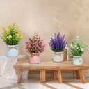 Yoratee 6pcs Artificial Pot Flowers Small Fake Plants Mini Potted Plants for Home Office Tabletop Decoration