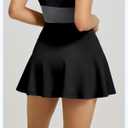 Color Block Tennis Skort for Women, High Waist Flowy Athletic Skirt with Built-in Shorts for Golf Workout Yoga (Black, XL)