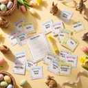 Jenaai Easter Game Charades Family Game Cards for Holiday Night, Charades Cards and Plastic Sand Time for Holiday Easter Scavenger Hunt Party Adult