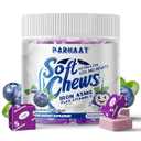 Iron Soft Chew Supplement with Vitamin C | Blueberry Flavored | Gluten Free | Iron Supplement for Women Men and Kids | 60 Count | 2 Month Supply 03/2027