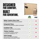 Inflatable Seat Cushion  Stadium, Airplane & Travel Comfort - 2 Inch Thick Self-Inflating Foam, Perfect for Bleachers, Camping, Office, Car - Includes Travel Bag and Carabiner (Khaki/Black)