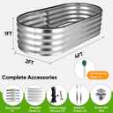 Chiyhshaa Galvanized Raised Garden Bed 6x3x1ft, Rust-Resistant Metal Oval Planter Box Outdoor, Easy Assembly Planting Bed Kit for Vegetables, Fruits, Herbs - Silver