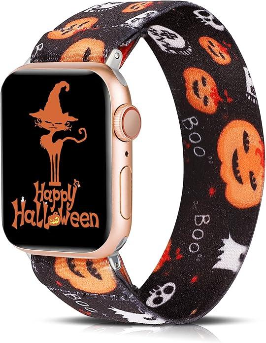 TOYOUTHS Compatible with Apple Watch Band Halloween Elastic Scrunchies Stretchy Nylon Women for iWatch Ultra 1/2 (49mm), Series 9/8/7(41mm 45mm), Series SE/6/5/4(40mm 44mm), Series 3/2/1(38mm 42mm)