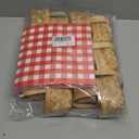 SHENLIU 12 PCS Mini Woven Wooden Baskets with Handles Includes 20 Red Plaid Napkins, Mini Wood Chip Baskets Tiny Flower Candy Container for Wedding Party Favors Farmhouse Decor