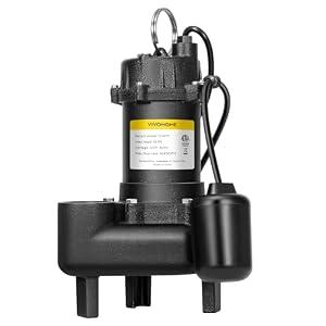 VIVOHOME 3/4 HP Cast Iron Sewage/Effluent Pump for Basement, Septic Tank
High Flow 4680 GPH, Float Switch, 2'' NPT Discharge, Automatic/Manual Operation