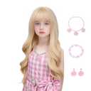 Blonde Wig For Kids Girls Long Wavy Blonde Wig With Bangs Halloween costumes Wigs For Kids