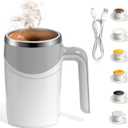 Automatic Self-Stirring Coffee Mug, Automatic Mixing Coffee, Milk, Protein Powder, Chocolate, Cocoa, Stainless Steel Material Suitable for Home, Office, and Travel, Exquisite Gifts (white)