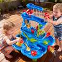 4-Tier Water Table for Kids 3-5, Summer Outdoor Beach Sensory Activity Playset Kids Sand and Water Table Toys, Birthday Gifts for Boys and Girls 3 4 5 6 7 8