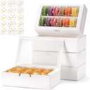 20 Pack Macaron Boxes with Window - 7.3x4.6x2 in Macaron Packaging Containers Holds 12-16 pcs, Small Cookie, Truffle and chocolate covered strawberry boxes for Gift Giving