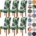 HZDHCLH Chair Covers for Dining Room 6 Pack,Stretch Spandex Green Parsons Chair Slipcover Set of 6,Washable Anti-dust Chair Seat Covers for Kitchen,Wedding,Party