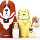 GRPSKCOS Nesting Dolls Russian Matryoshka Dolls Wooden Animal Bear Cute Christmas Toys Handmade Gifts Set of 5 for Kids (07 Dog)