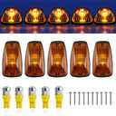 Cab Maker Roof Running Light Cover Base + 5X Amber T10 194 168 5050 LED Light Bulbs for Chevy/GMC C1500 C2500 C3500 K1500 K2500 K3500 1988-2000 Pickup Trucks 264159BK