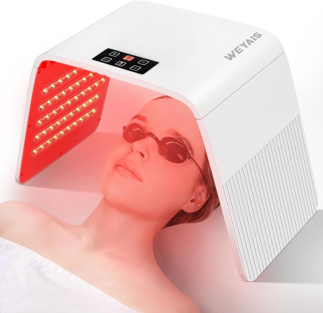 Red-Light-Therapy, Red Light Therapy for Face, 7 Colors Facial Led Light Therapy Face Mask,SPA Equipment for Skincare at Home (White)