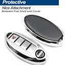 Fit for Nissan Z GT-R Kicks Leaf Altima Armada Maxima Murano Pathfinder Rogue Sentra Titan Versa Frontier TITAN XD Rogue Sport Infiniti QX80 Key Fob Cover Case Shell Holder Accessories, Silver