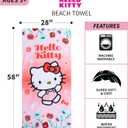 Franco Kids Super Soft Cotton Beach Towel, 58 in x 28 in, Hello Kitty