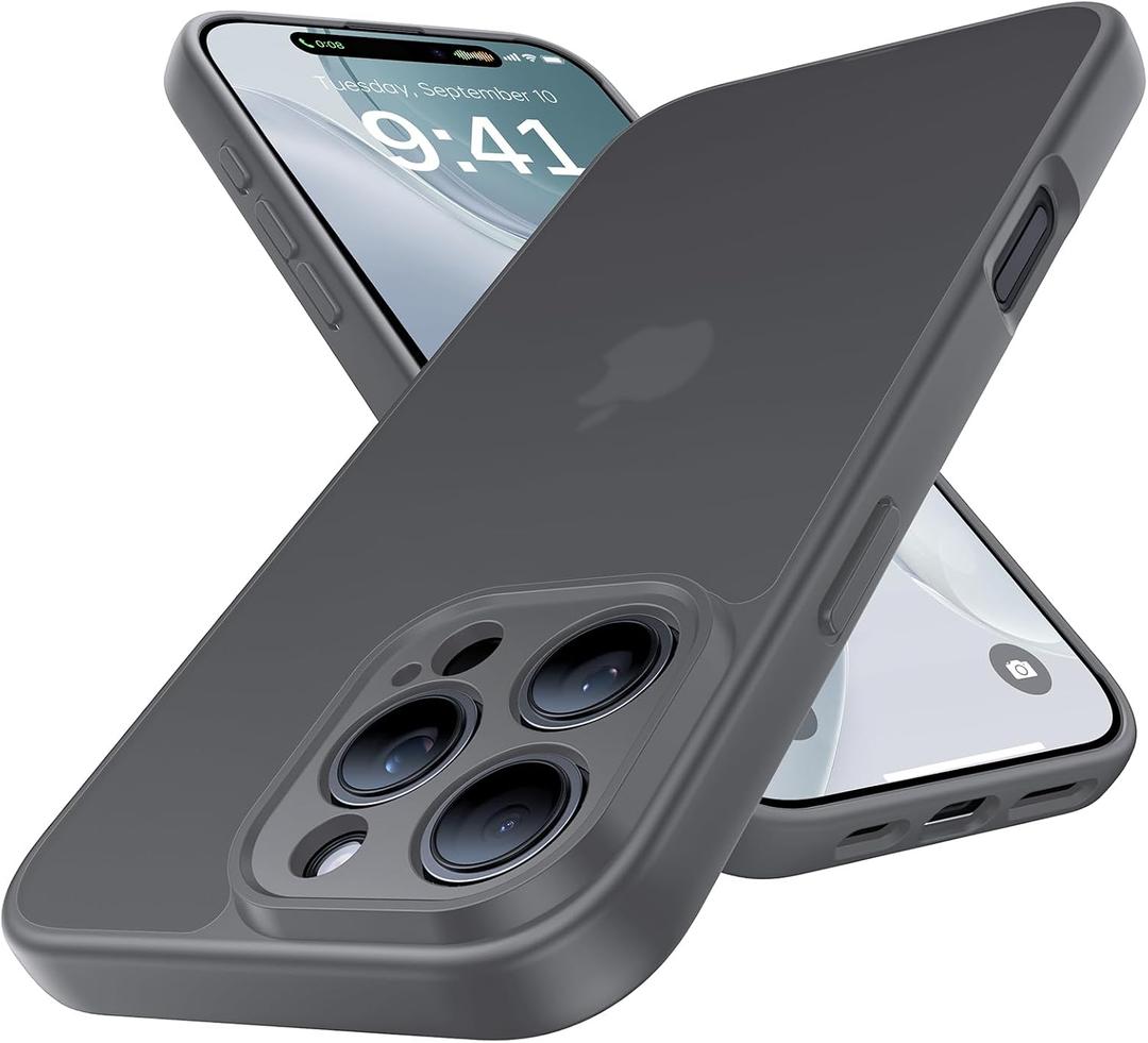 Shockproof for iPhone 16 Pro Case, [Full Camera Protection] [Military-Grade Drop Protection] Protective Anti-Yellow Slim Translucent Skin-Friendly for iPhone 16 Pro Phone Case, Gray