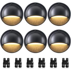 SUNVIE 5W LED Low Voltage Deck Lights, 12-24V Step Lights Outdoor with Fastlock2 Wire Connectors, Low Voltage Landscape Lighting 3000K Warm White Deck Stair Light Waterproof for Fence Post, 6 Pack