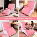 Inflatable Indoor Living Room Chair Lounge with Handrails, Inflatable Foldable Deck Chair with Air Pump, Outdoor Travel Camping Picnic Beach Chaise Lounges(Pink)