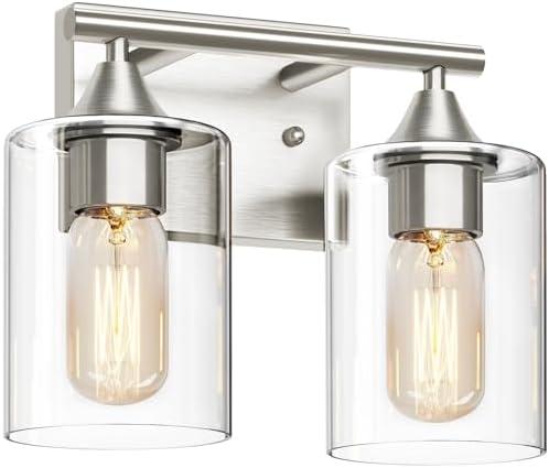 XPEHK Bathroom Vanity Light Fixtures, 2-Light Brushed Nickel Bathroom Light Fixture, Modern Bathroom Vanity Light Over Mirror for Mirror Bedroom Vanity Table Hallway