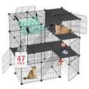VISCOO Cat Cage, 3-Tier DIY Cat Enclosures Catio, Cat Playpen Indoor & Outdoor with Hammock, Detachable Metal Wire Kennel Cats Crate, 2x3x3 Exercise Place for 1-3 Cats/Kitten