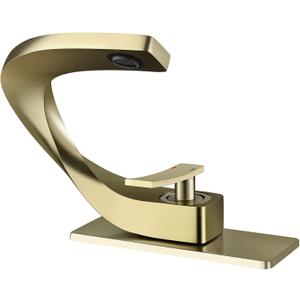 Single Hole Bathroom Sink Faucets,Brass Vainty Faucet Brushed Gold