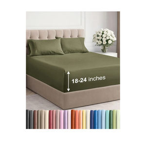 Extra Deep Pocket King Sheets - 4 Piece Breathable & Cooling Bed Sheets - Hotel Luxury Bed Sheet Set - Soft, Wrinkle Free & Comfy - Easily Fits Extra Deep Mattresses - Deep Pocket Sage Green Sheets