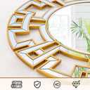 Chende Gold Mirrors for Decor, 32'' Round Wall Mirror with Beveled Glass Frame, Modern Decorative Mirror with Wood Frame for Living Room, Entryway, Dining Room, Bathroom