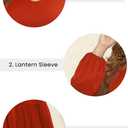 Celkuser Plus Size Casual Dresses for Curvy Womens Long Sleeve V Neck Babydoll Tiered Flowy Dress with Pocket (Red)