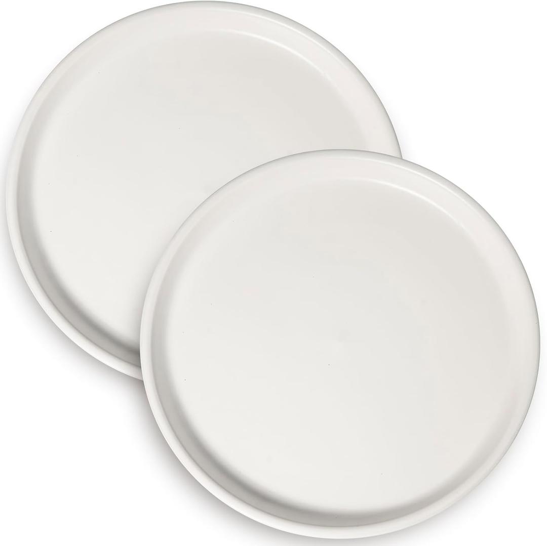 Plant Water Catcher Trays - Ceramic Plant Saucers 12 Inch Plant Trays for Indoors No Holes Plant Drip Trays Drainage Decorative Flower Pot Saucers Large Plant Dishes 2 Pack White