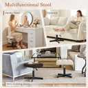 LUE BONA Adjustable Vanity Stool, 15''-19.5'' Foot Rest Under Desk, 360 Swivel Vanity Chair for Makeup Room, Cream Upholstered Faux Leather Ottoman for Bathroom & Living Room, 300lbs