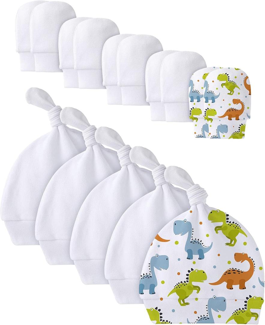 Newborn Baby Hats Mittens Set Blank Sublimation Infant Baby Hats White Newborn Beanie Soft Mittens for 0-12 Months (15)