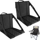 CAMPHILL 2PCS Portable Stadium Seat Cushion for Bleachers,Folding Lightweight Seat with Backrest,Adjustable Straps,Ideal for Camping,Hiking,Sports Events,Outdoor Concerts (Black)