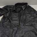 WDIRARA Men's 70s Disco Top Crocodile Pattern Button Down Shirt Short Sleeve Rave Party PU Leather T Shirt (Black), S