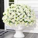 MARTINE MALL 12 Bundles Look Real Artificial Flowers for Outdoors, Realistic Fake Outdoor Flowers, UV Resistant Silk Flowers for Outside Faux Flowers Plants for Outdoor planters Porch, White