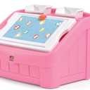 Step2 2-in-1 Toy Box & Art Lid, Kids Toy Storage Bin & Organizer, Easel & Chest in One, Made of Durable Plastic, For Toddlers 2+ Years Old, Pink
