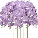 IPOPU Lilac Flowers Artificial Orchids 5PCS Fake Purple Flowers Silk Orchids Faux Orchid Stems Phalaenopsis Branches for Tall Vase for Bridal Shower Home Party Wedding Decoration (Lilac)