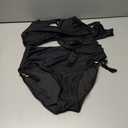 Blooming Jelly Womens High Waisted Bikini Sets Drawstring Tummy Control Swimsuits Crisscross Tie Back Bathing Suit (Medium, Black)