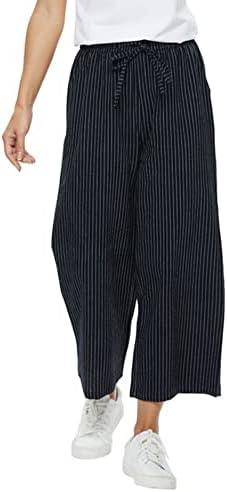 BXZUSIO Womens Linen Pants Wide Leg High Waisted Drawstring Casual Loose Beach Pants with Pockets XL